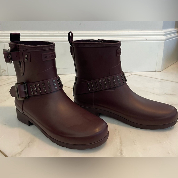 Hunter, 6, plum purple studded buckle moto waterproof midrise rain boots EUC - Picture 11 of 12